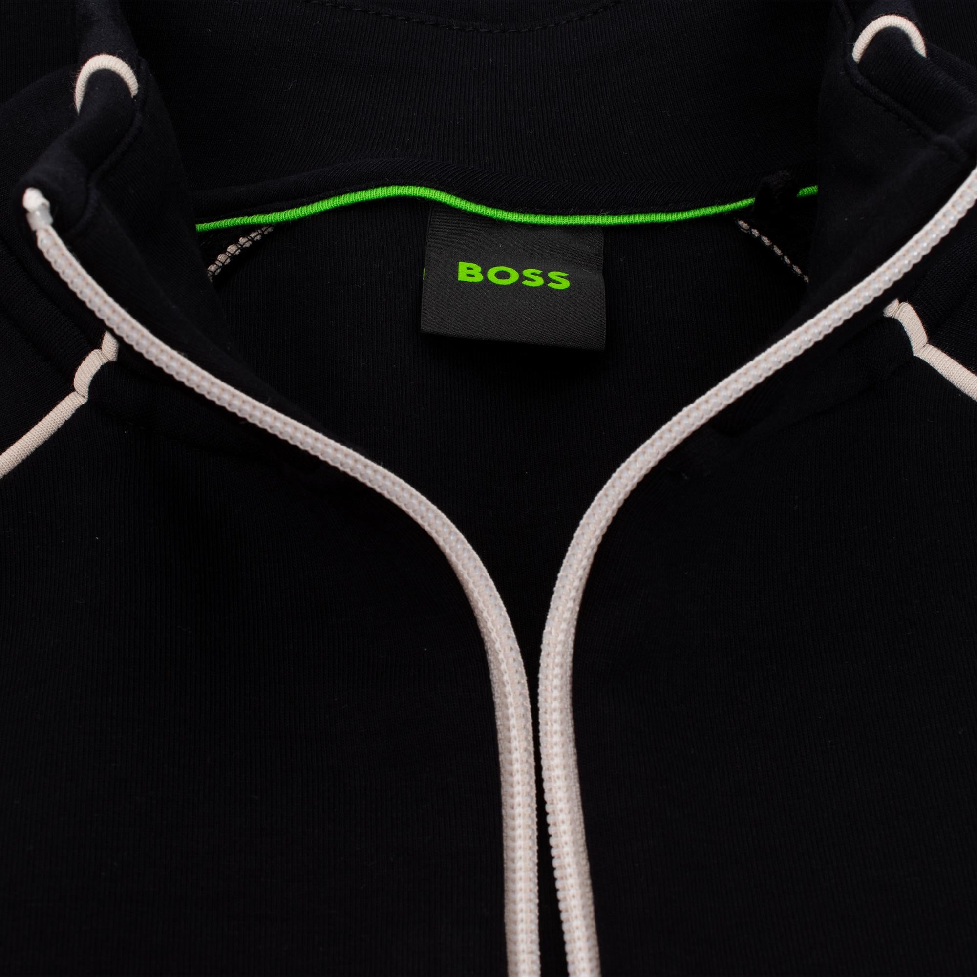Boss Sweat 1 Stretch Cotton Quarter Zip Sweatshirt Black
